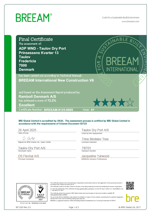 BREEAM Excellent-certifikat